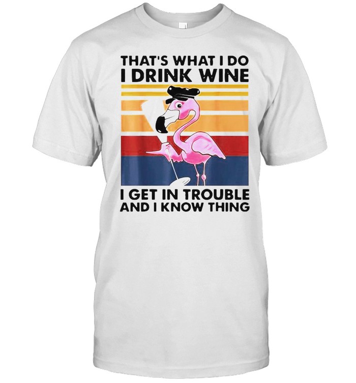 Flamingo that’s what I do I drink wine I get in trouble shirt