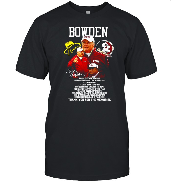 Bowden Florida State Seminoles Signature Thank You For The Memories T-shirt