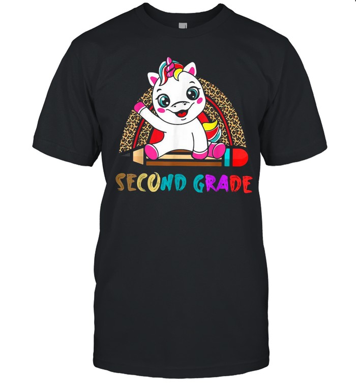 Second Grade Leopard Rainbow Boys Girls Unicorn Grade T-shirt