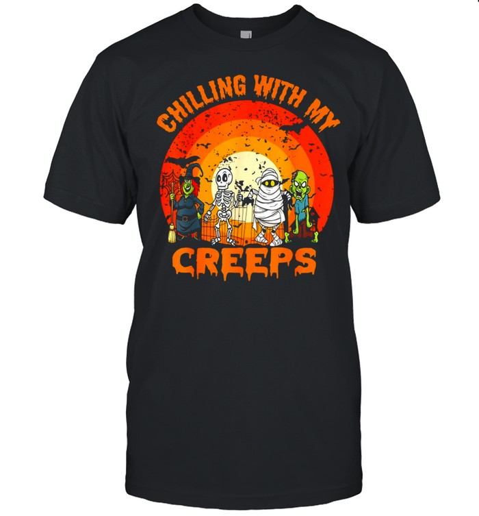 Chillin With My Creeps Halloween Humorous Sunset T-shirt Classic Men's T-shirt