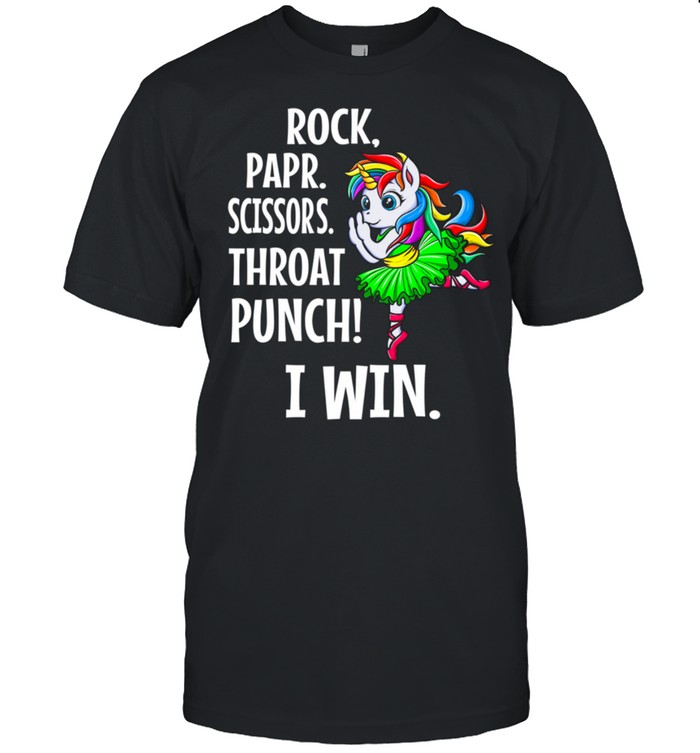Rock Paper Scissors Throat Punch I Win Unicorn shirt