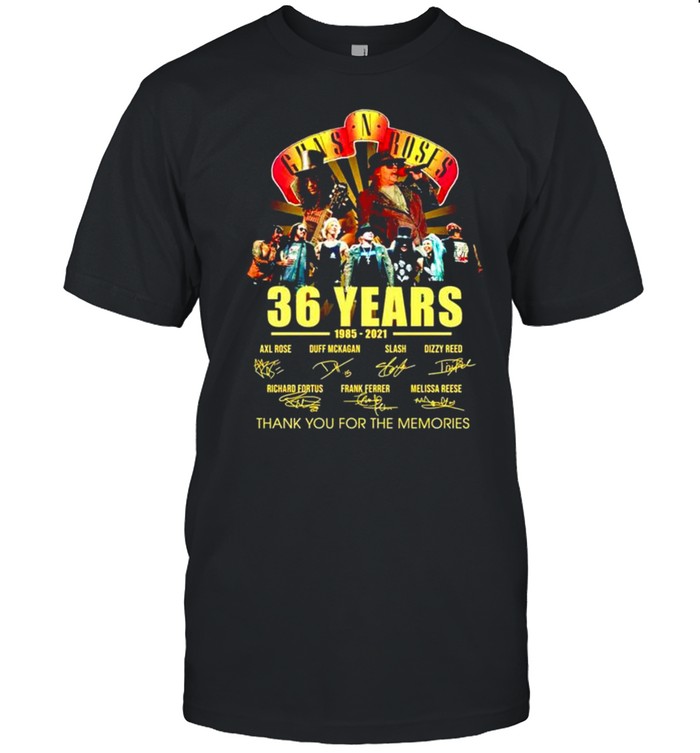 36 Years 1985-2021 Gun N Roses Signatures Shirt