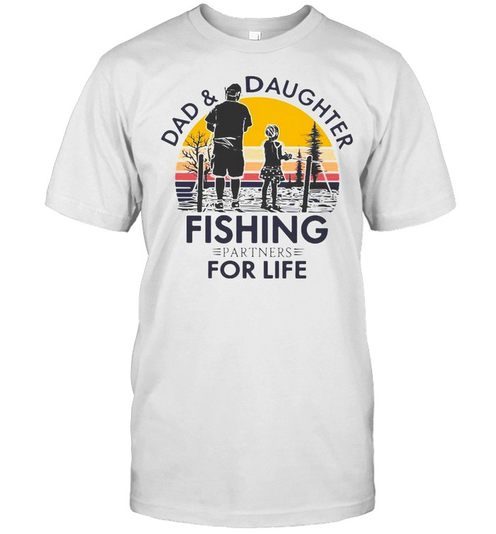 Dad And Daughter Fishing Partners For Life Vintage Retro T-shirt