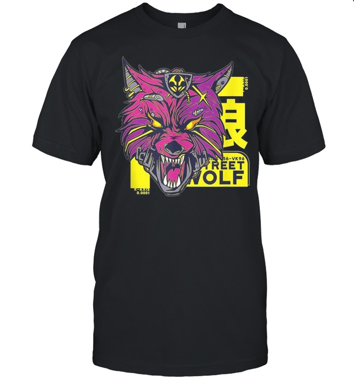 Cyberpunk Wolf Illustration Vaporwave Retro Retrowave 80S Shirt