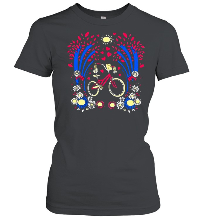 Floral Bicycle Nature Cyclist T-shirt Classic Women's T-shirt