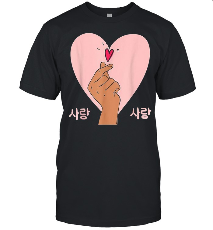 Kpop Korea Music Finger Symbol Girls Merch Pastel Heart T-Shirt