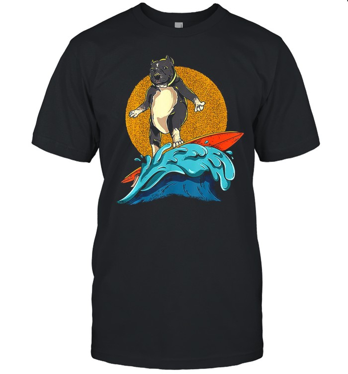 Surfing Pitbull Hawaiian Pit Bull Dog Surfer T-Shirt