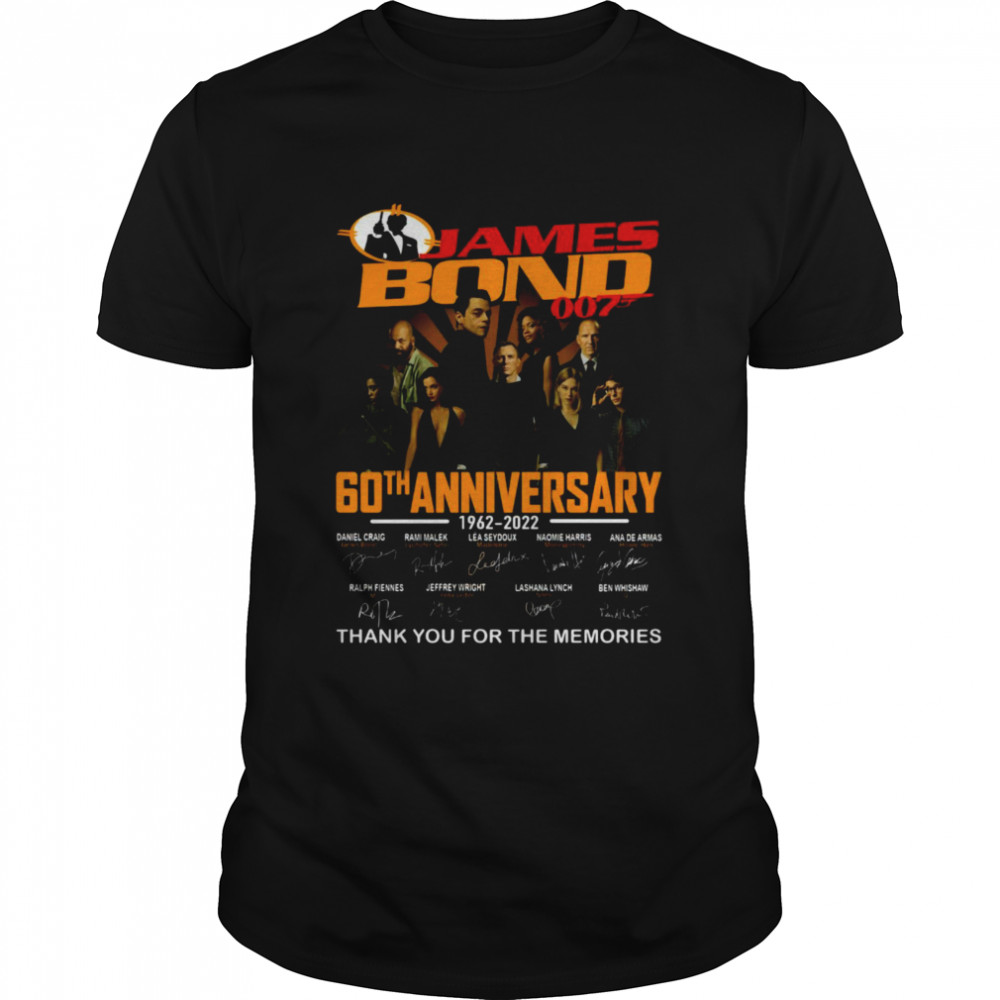 James Bond 007 60th Anniversary 1962-2022 Signature Thank You For The Memories Shirt