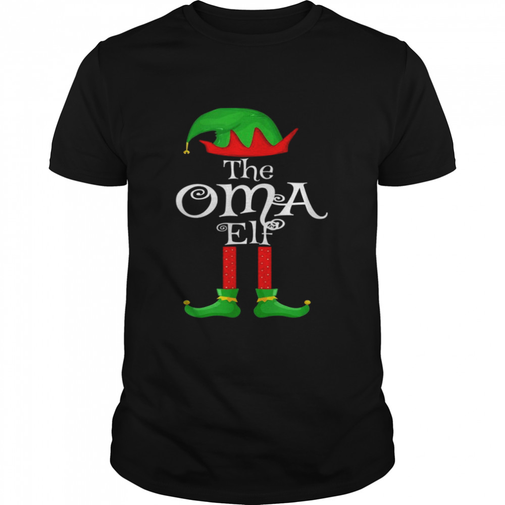 Oma Elf Matching Family Group Christmas Party Pajama  Classic Men's T-shirt