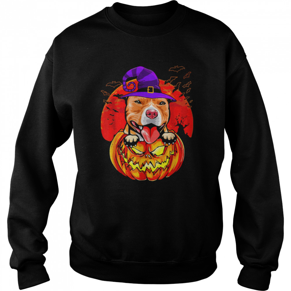 Pitbull Witch Pumpkin Halloween T- Unisex Sweatshirt