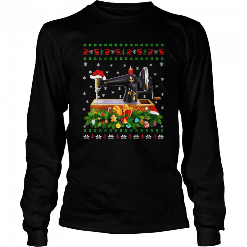 Sewing Xmas Santa Hat Ugly Sewing Christmas  Long Sleeved T-shirt