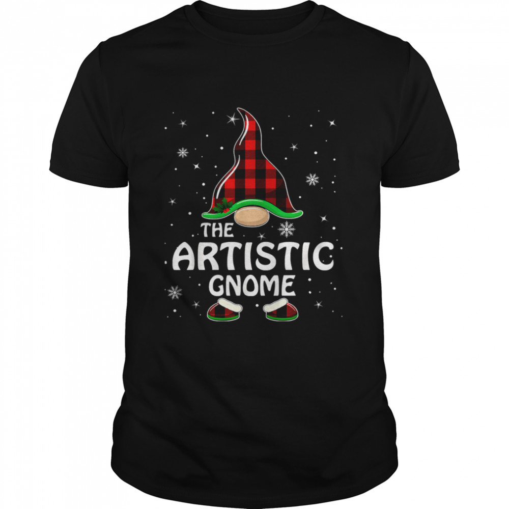 Artistic Gnome Buffalo Plaid Matching Family Christmas T- Classic Men's T-shirt