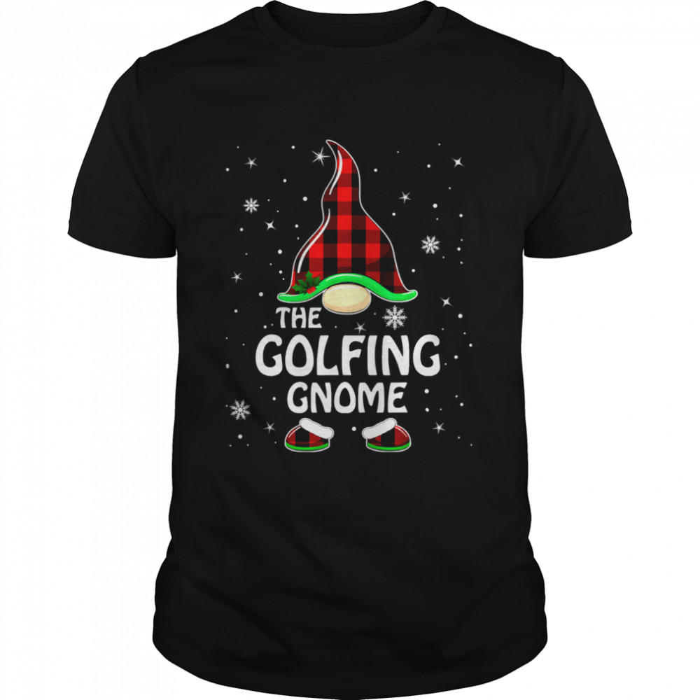 Golfing Gnome Buffalo Plaid Matching Family Christmas Pajama T-Shirt