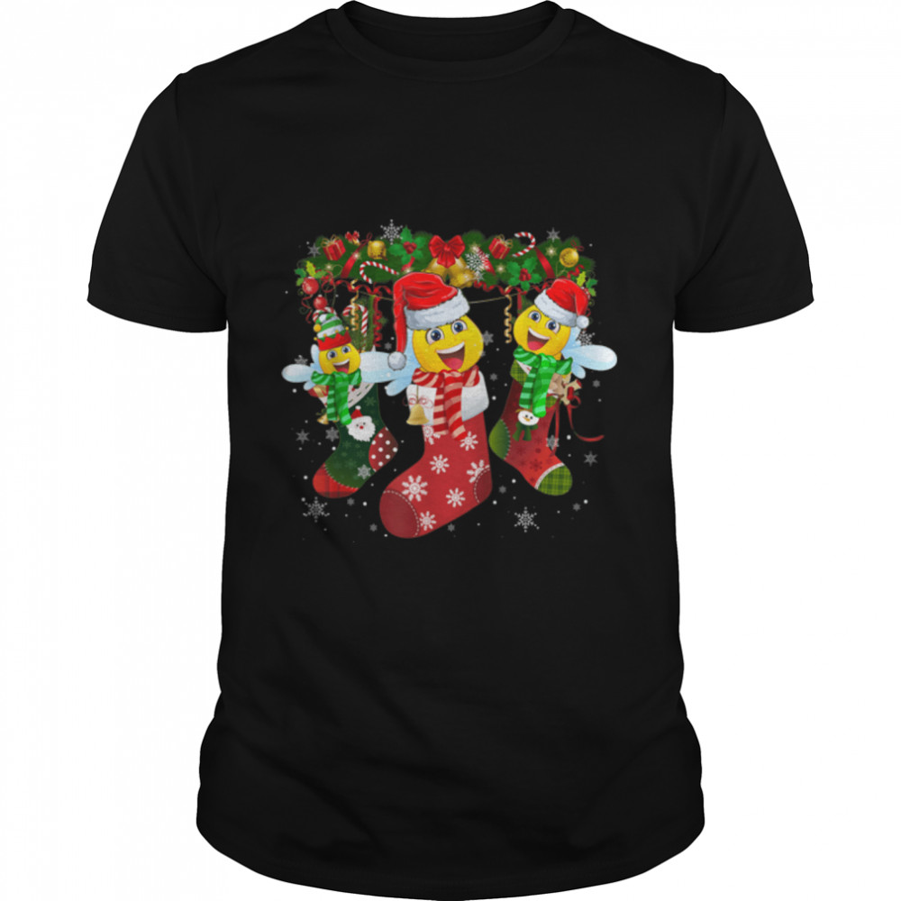 Bee Socks Christmas Funny Family Pajamas Christmas T- B09JSPJ23T Classic Men's T-shirt
