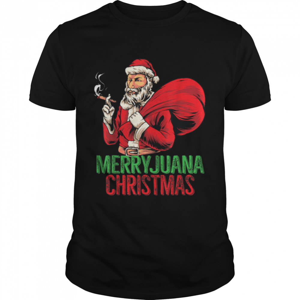 Merryjuana Christmas Funny Santa Marijuana Weed Christmas T- B09JYV2X9Z Classic Men's T-shirt