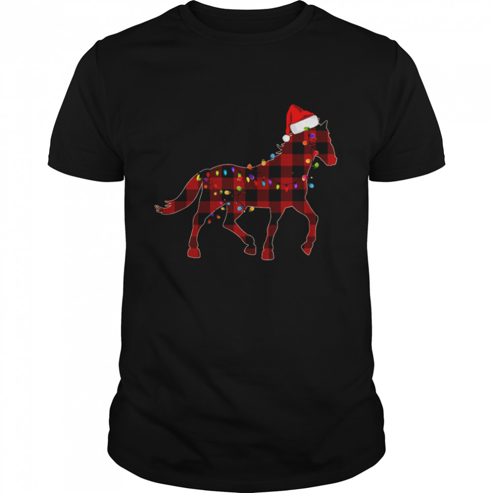 Horse Santa Light Merry Christmas Shirt