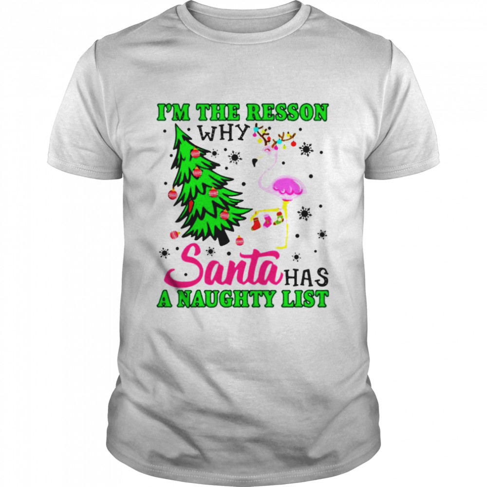 flamingo I’m the reason why santa has a naught list Christmas shirt