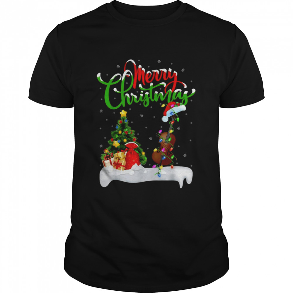 Cello Music Xmas Lighting Santa Cello Christmas Sweater T-shirt Classic Men's T-shirt