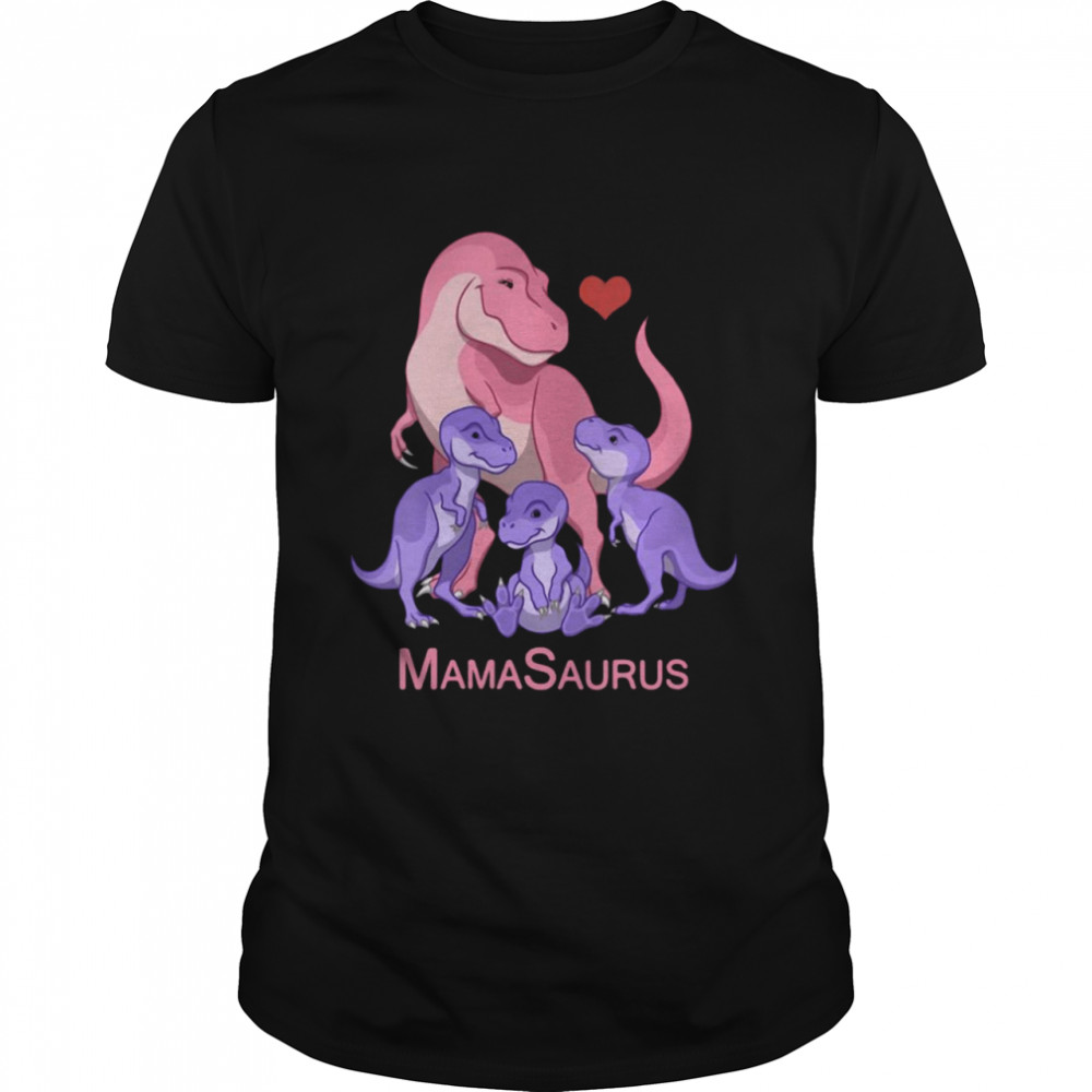Pink Mamasaurus T Rex Mother 3 Purple Baby Dinosaurs T-shirt Classic Men's T-shirt