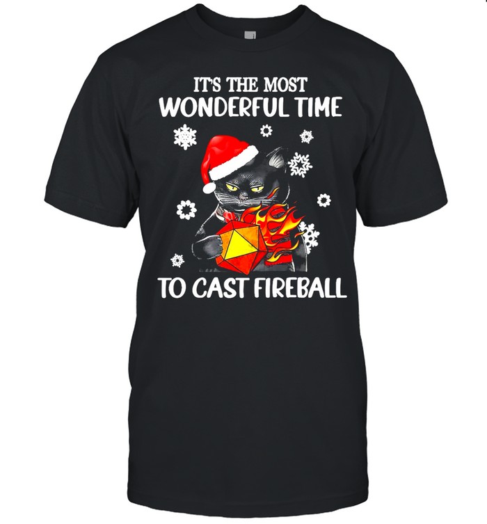 Santa Black Cat It’s The Most Wonderful Time To Cast Fireball Christmas Sweater T-shirt