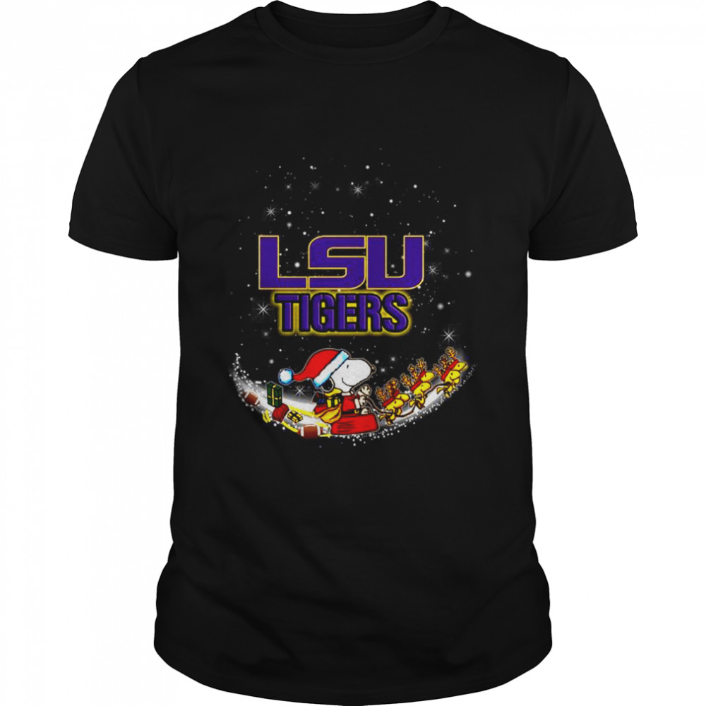 Santa Snoopy and Woodstock LSU Tigers 2021 Christmas tshirt Classic Men's T-shirt
