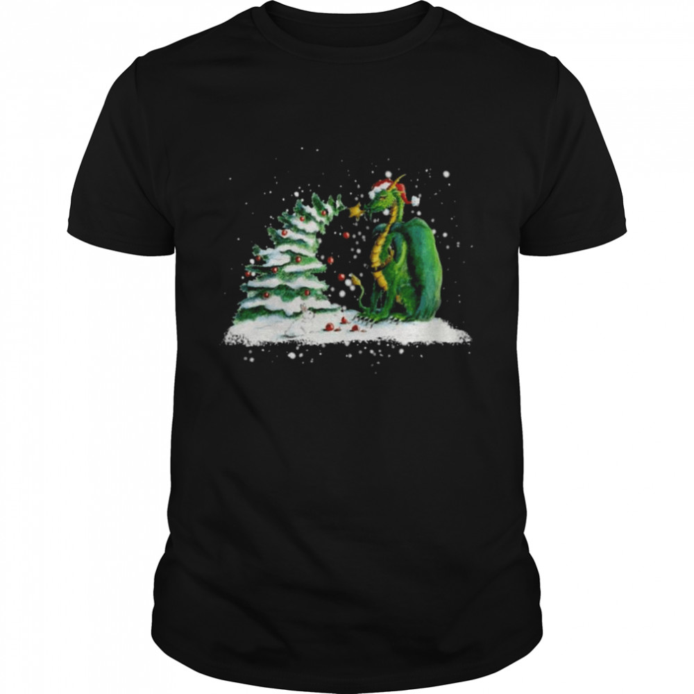 Dragon Play With Tree Snow Christmas shirt Classic Men's T-shirt