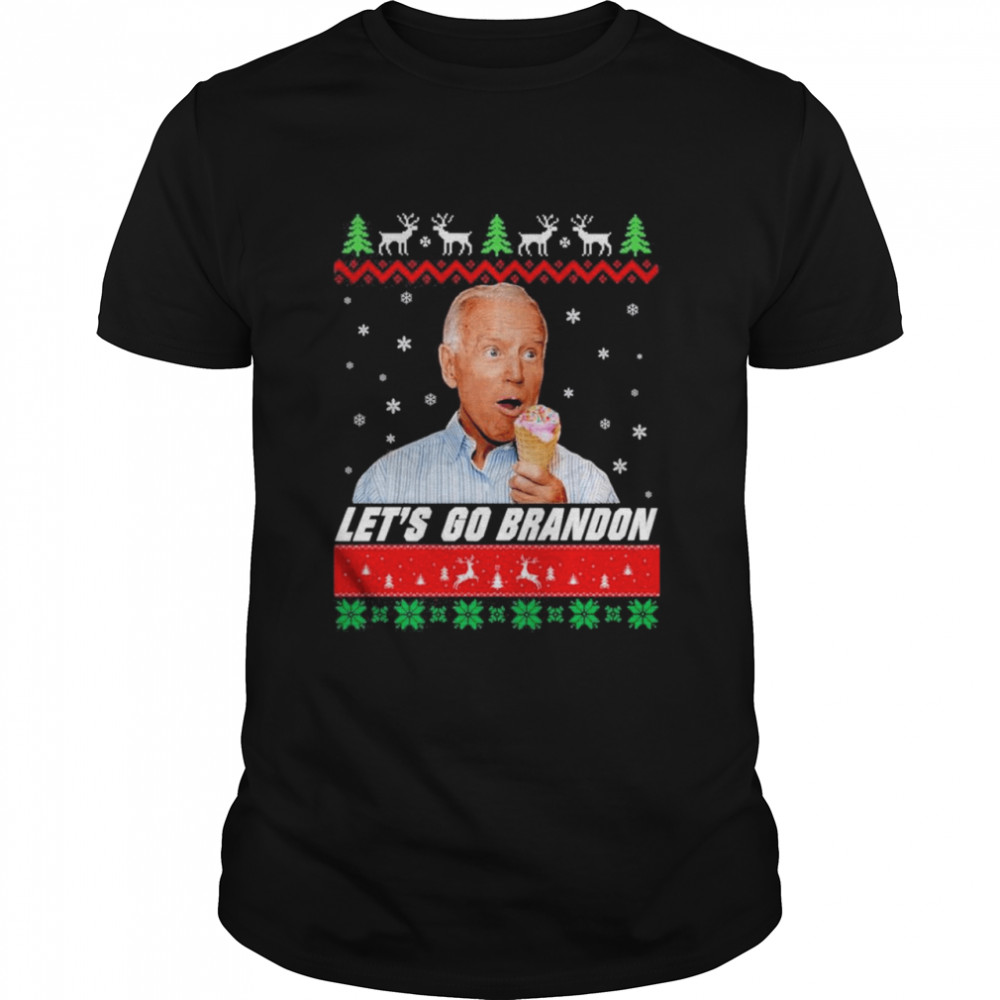 Biden eat Ice Cream meme Lets Go Brandon Ugly christmas shirt Classic Men's T-shirt
