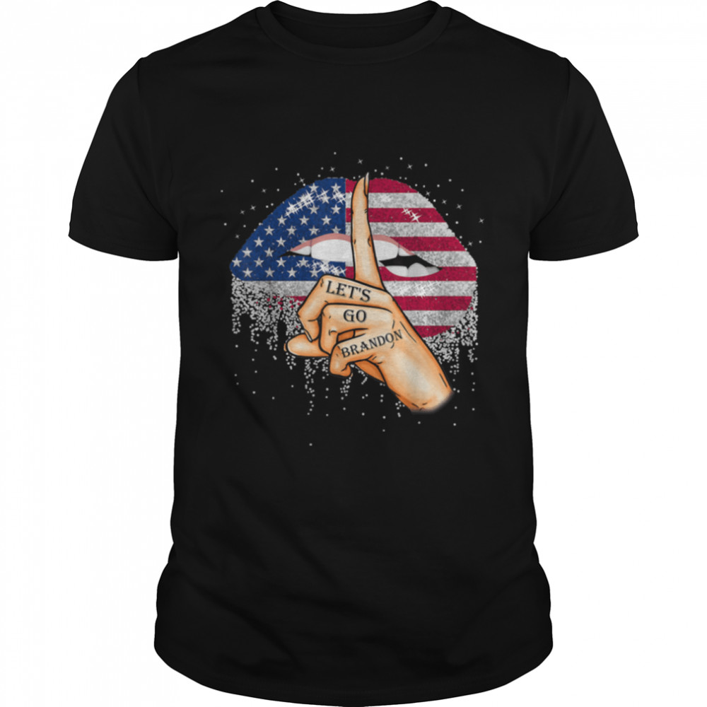 Let's Go Brandon Joe Biden Chant Impeach Biden USA Lip Flag T- B09JZG2GCZ Classic Men's T-shirt