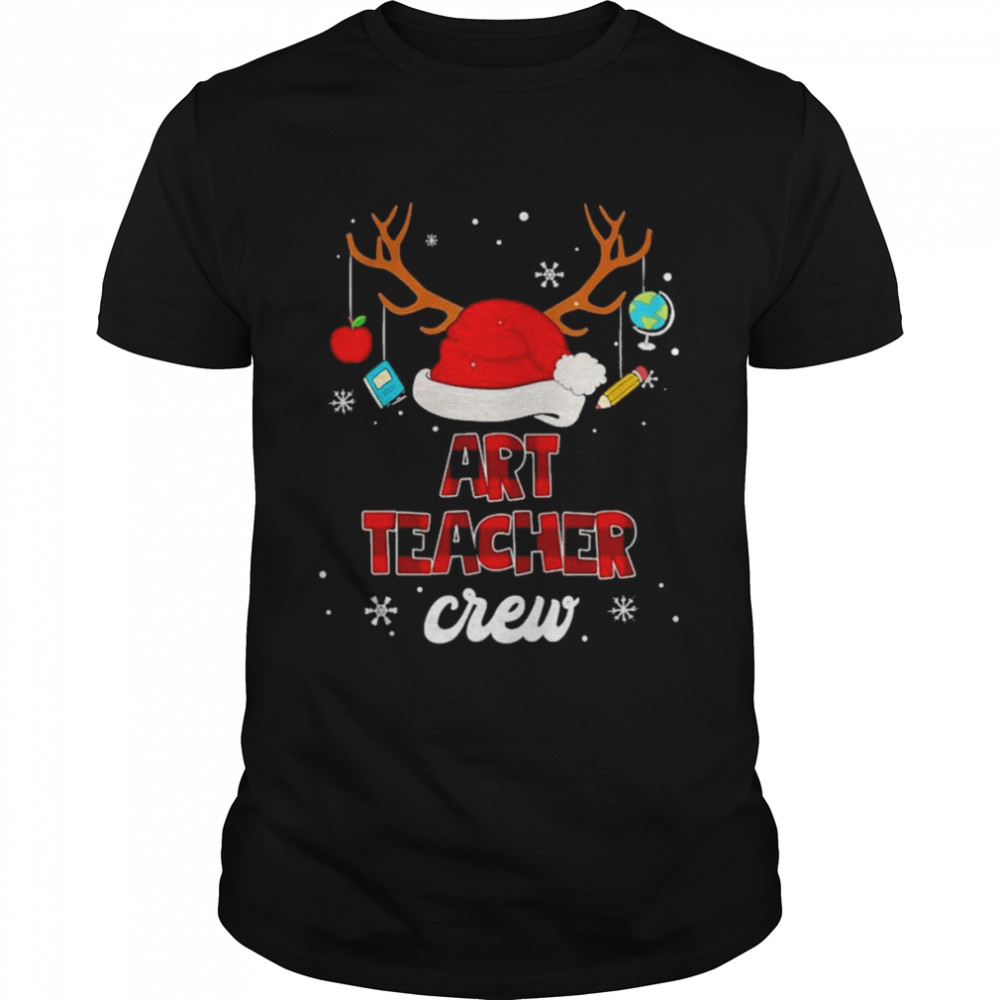 Santa and Reindeer Art Teacher Crew Merry Christmas shirt Classic Men's T-shirt