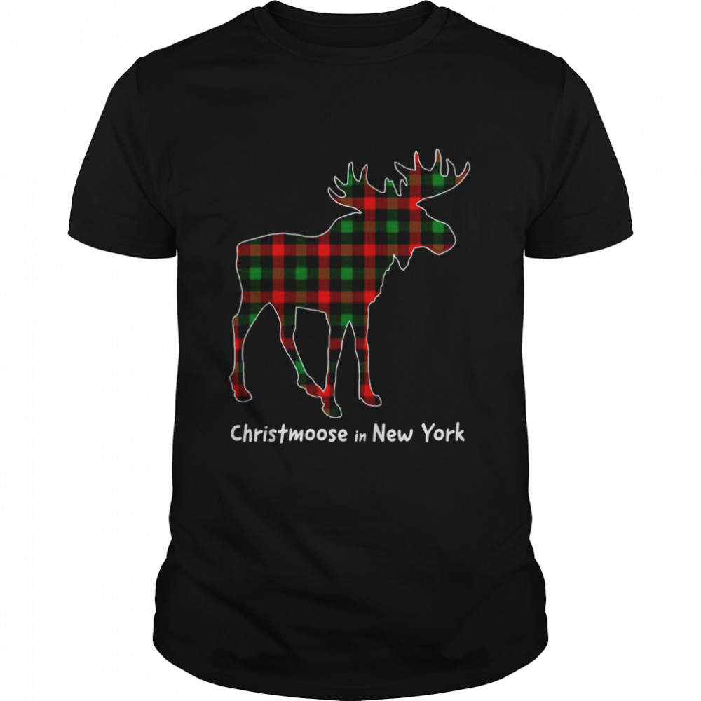 Christmoose In New York Moose Buffalo Red & Green Plaid  Classic Men's T-shirt