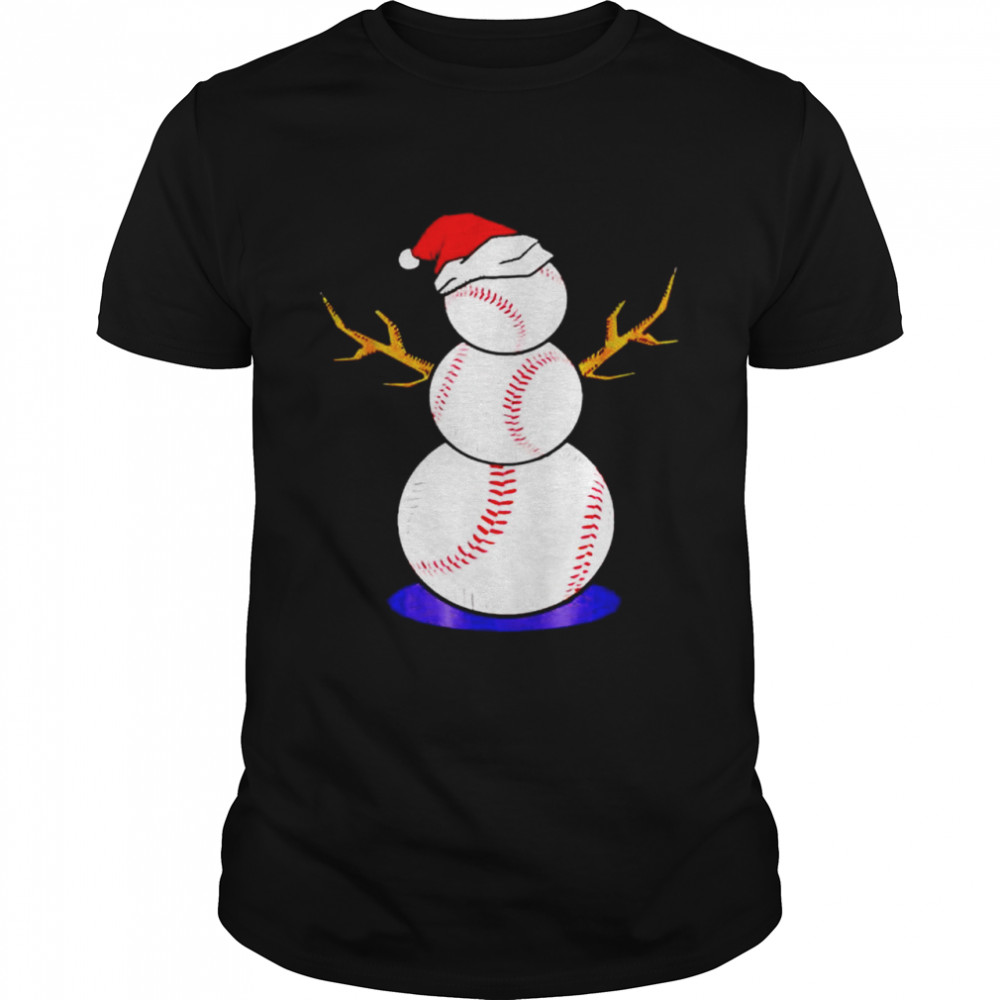 baseball snowman Christmas shirt