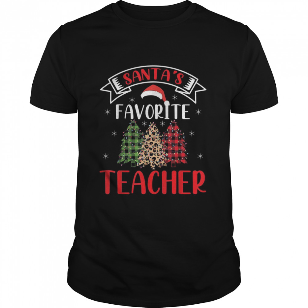 Santa’s Favorite Teacher  for Christmas Santa Hat Light  Classic Men's T-shirt