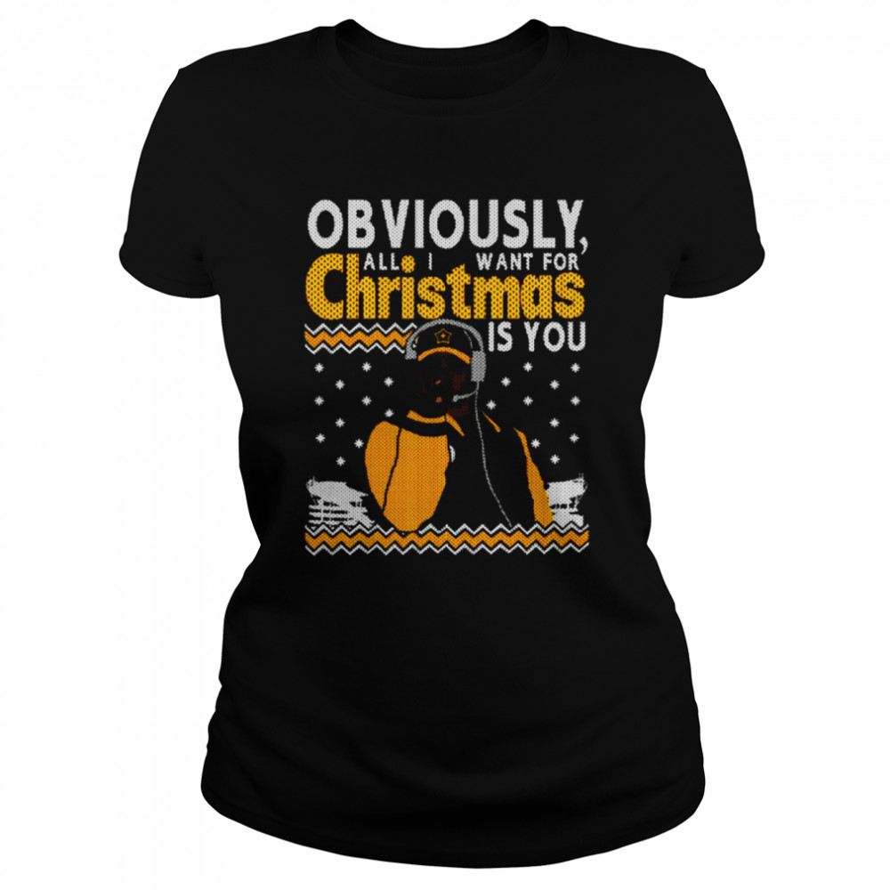 Coach Tomlin Obviously All I Want For Christmas is You ugly Christmas sweater shirt Classic Women's T-shirt