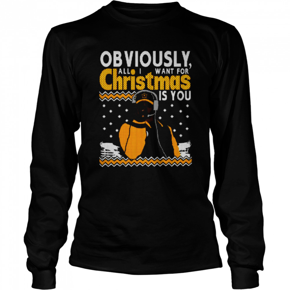 Coach Tomlin Obviously All I Want For Christmas is You ugly Christmas sweater shirt Long Sleeved T-shirt