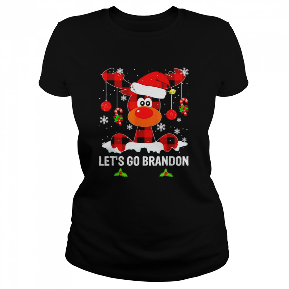 Lets Go Biden Brandon Buffalo Red Plaid Reindeer Christmas Classic Women's T-shirt