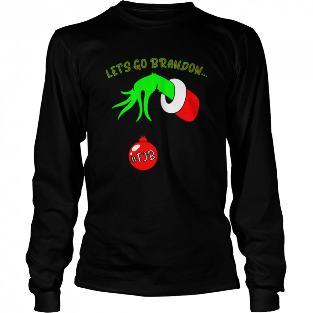 Let’s go brandon The Grinch hand holding #FJB Christmas shirt Long Sleeved T-shirt