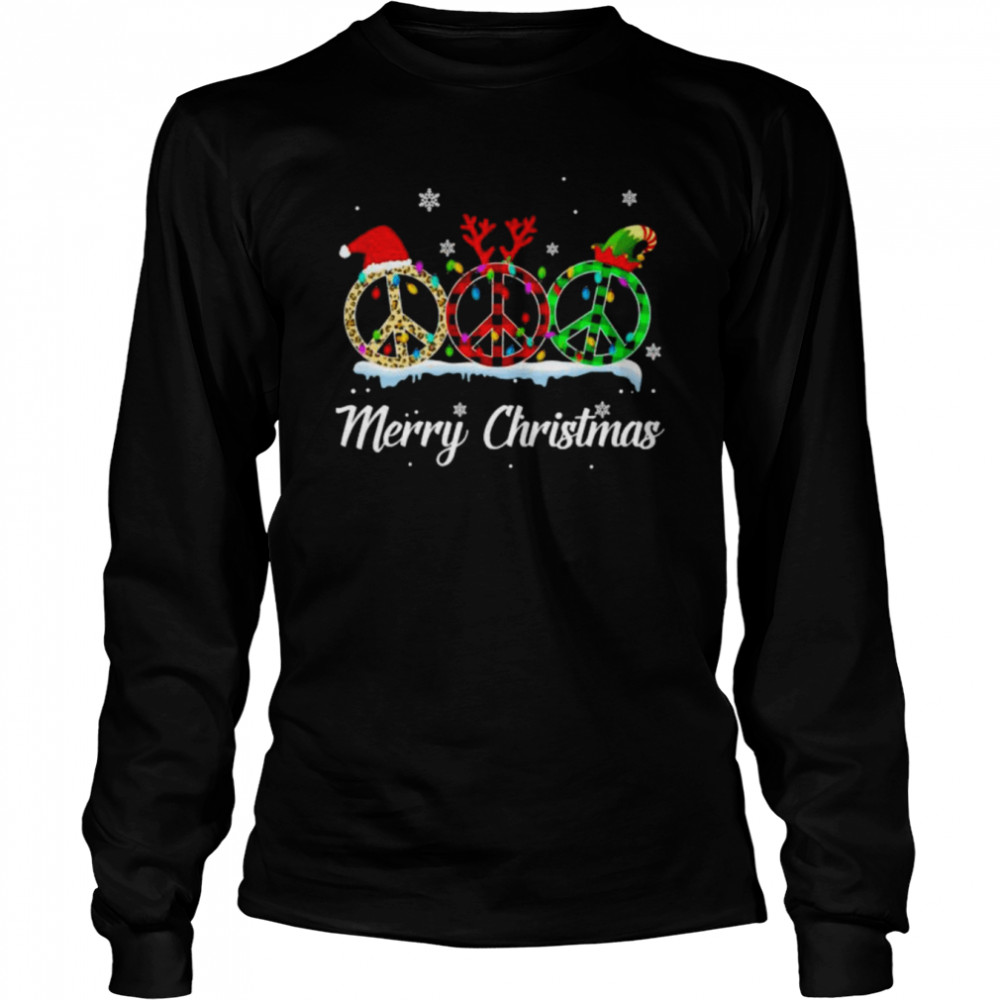 Santa Hippie Reindeer Merry Christmas shirt Long Sleeved T-shirt
