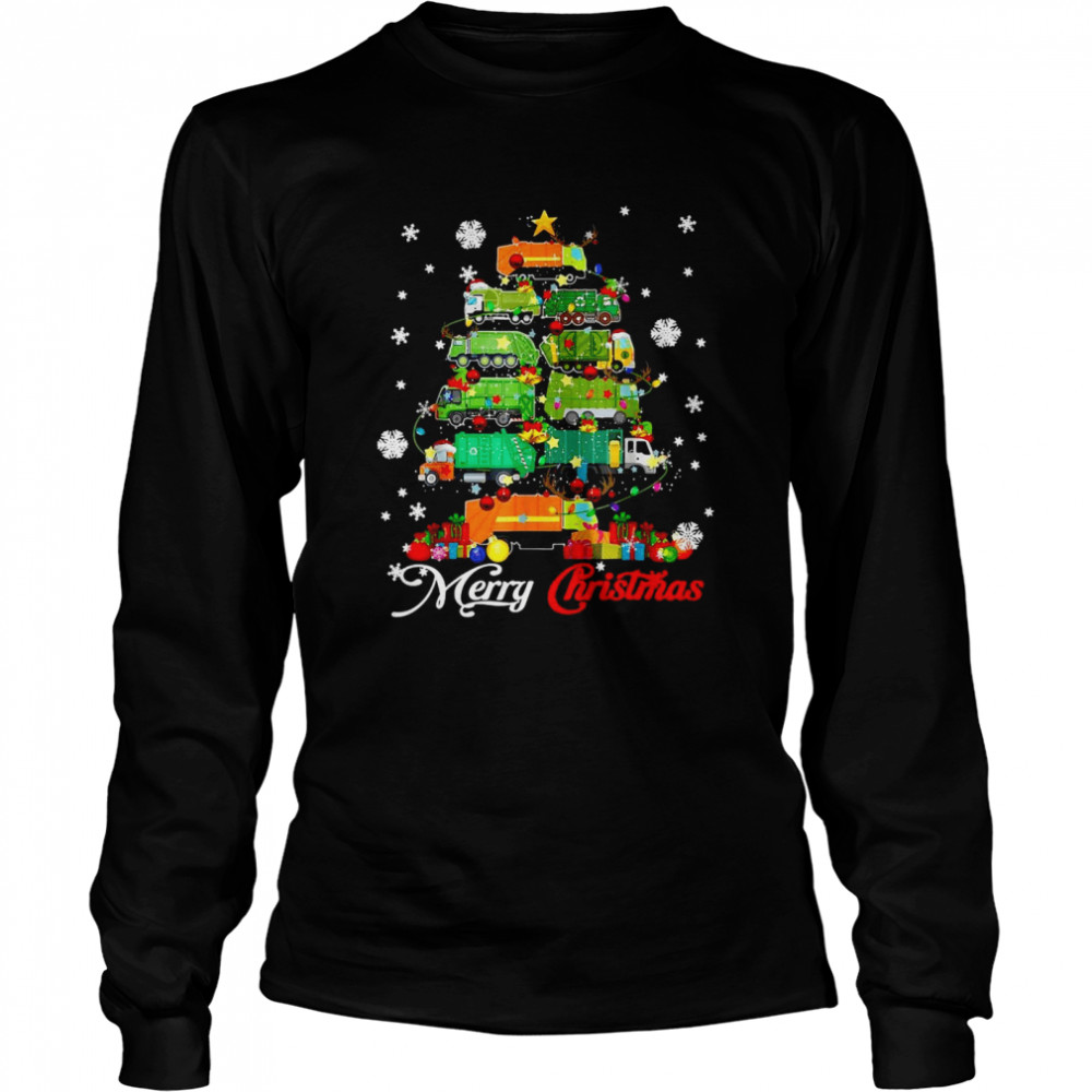 Merry Christmas Santa Reindeer ELF Garbage Truck Xmas Tree Sweater Long Sleeved T-shirt