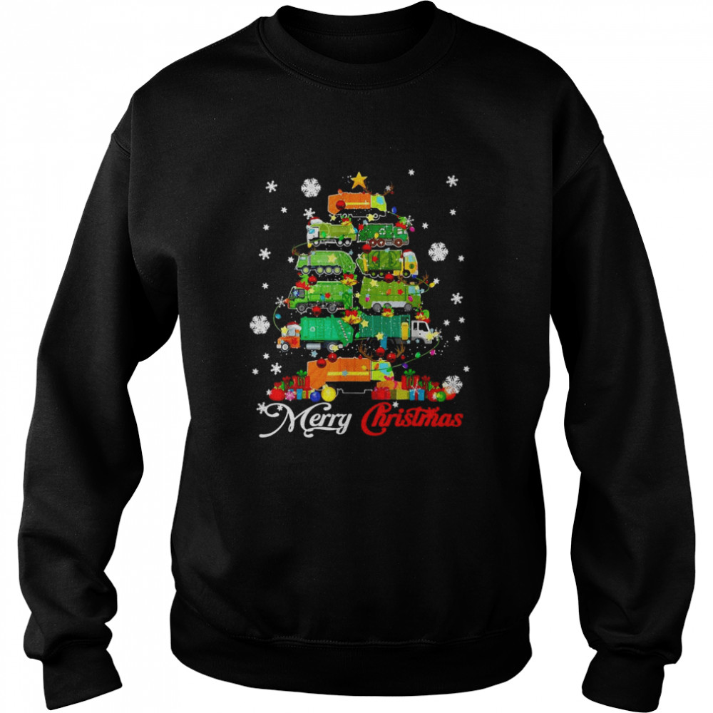 Merry Christmas Santa Reindeer ELF Garbage Truck Xmas Tree Sweater Unisex Sweatshirt