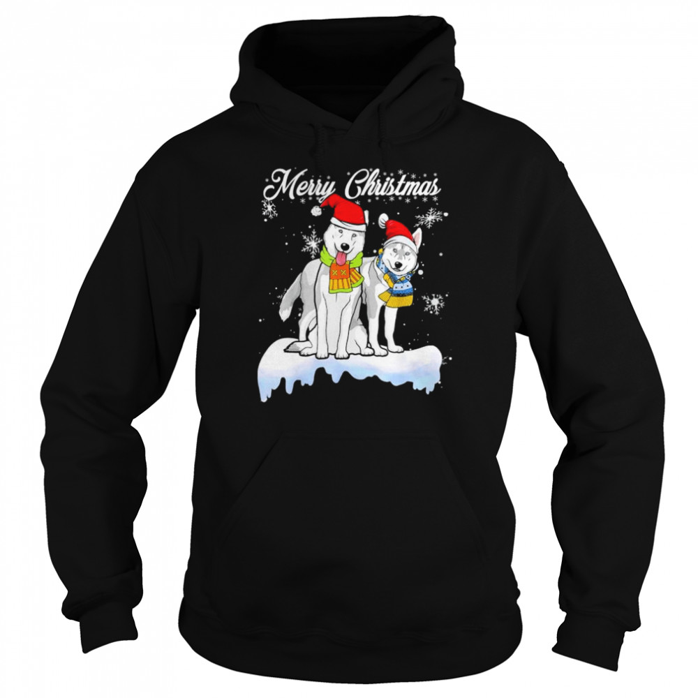 Merry Christmas Santa Siberian Husky Dog Christmas Tshirt Unisex Hoodie