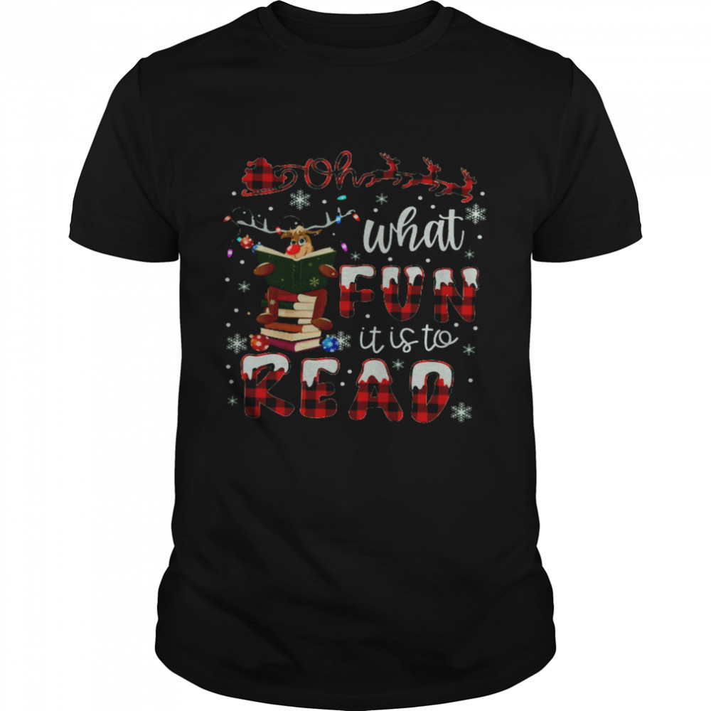 Reindeer Oh What Fun It Is To Read Merry Christmas Shit Classic Men's T-shirt