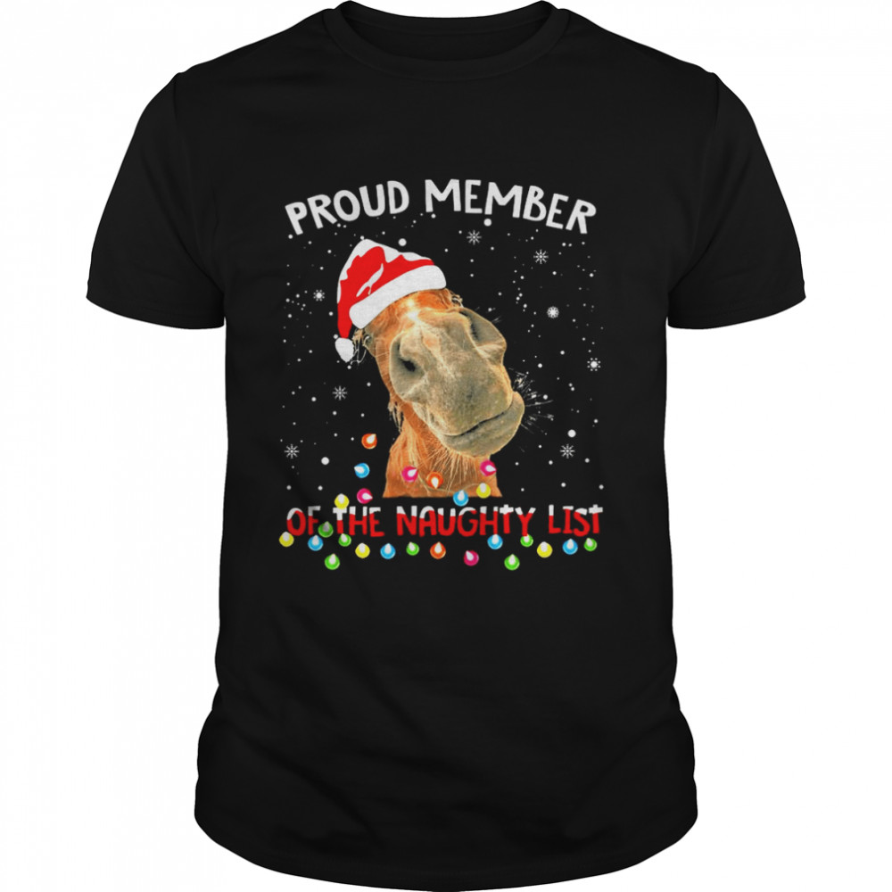 Santa Horse Proud member of the naughty list snowflake Christmas shirt Classic Men's T-shirt