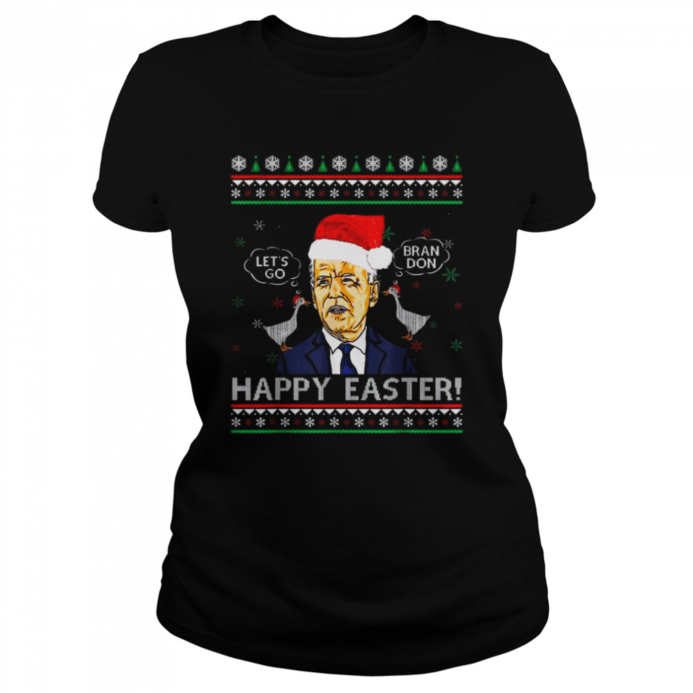 Santa Joe Biden Let’s Go Brandon Happy Easter Ugly Christmas 2022 shirt Classic Women's T-shirt