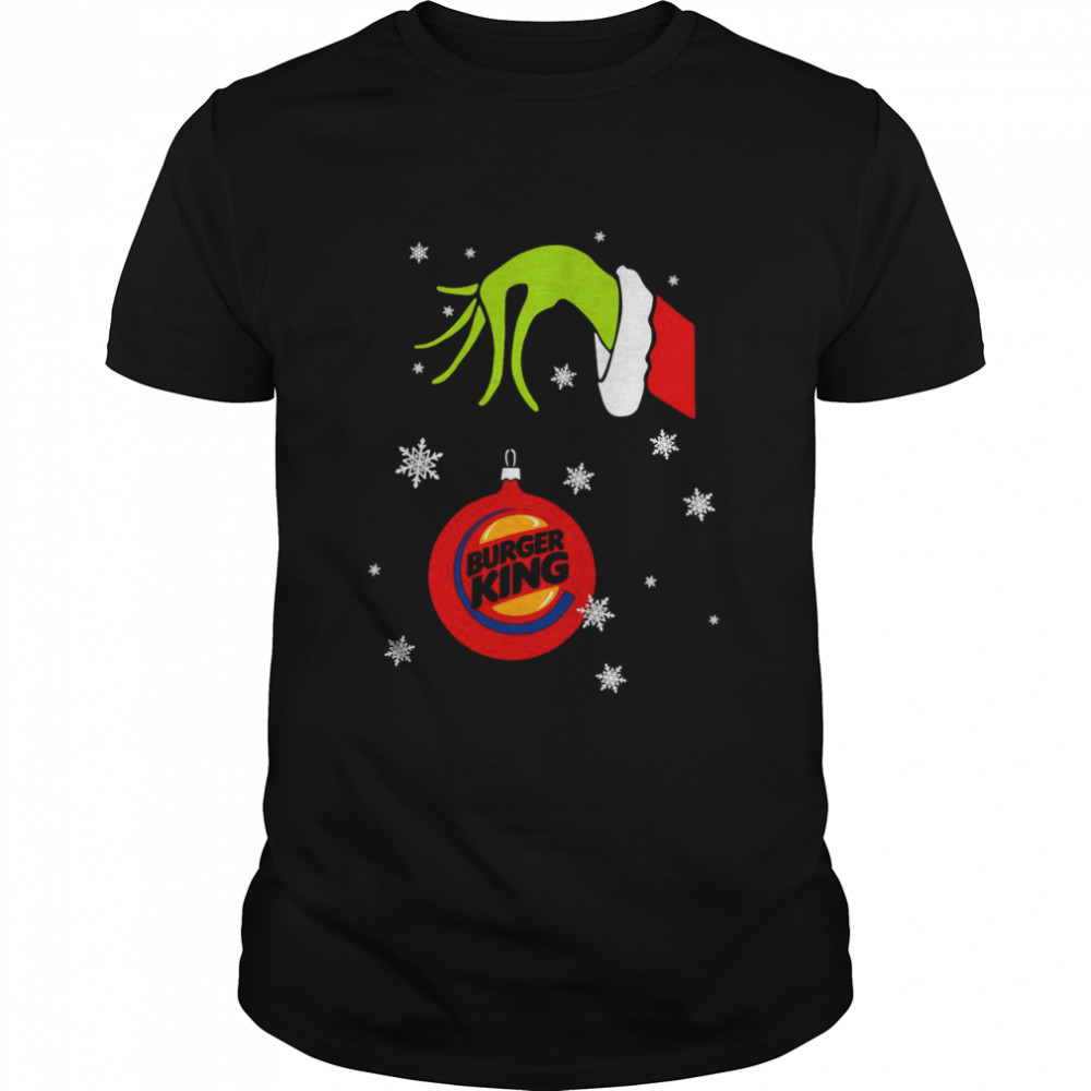 Grinch Hand holding Ornament Burger King Snowflake Christmas shirt Classic Men's T-shirt