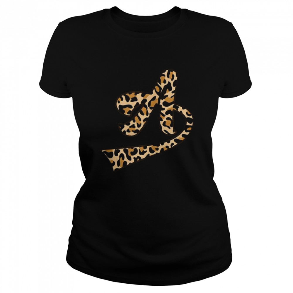 Cool Letter A Initial Name Leopard Cheetah Print  Classic Women's T-shirt
