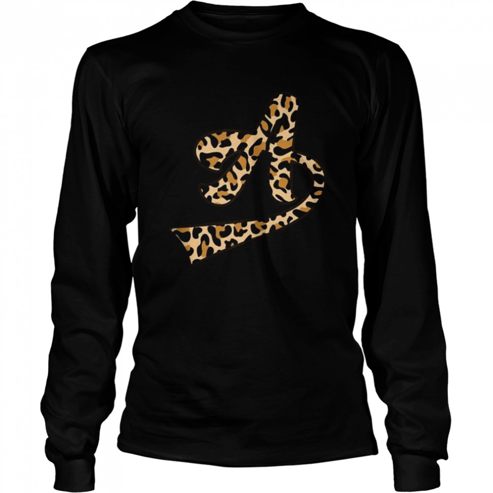 Cool Letter A Initial Name Leopard Cheetah Print  Long Sleeved T-shirt