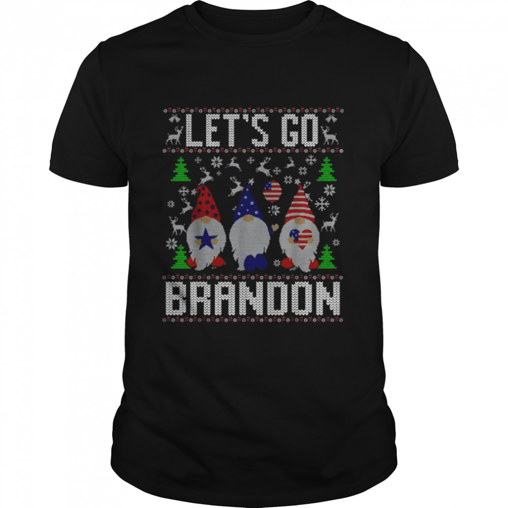 Let’s Go Brandon American Heart Flag Gnome Ugly Christmas shirt Classic Men's T-shirt