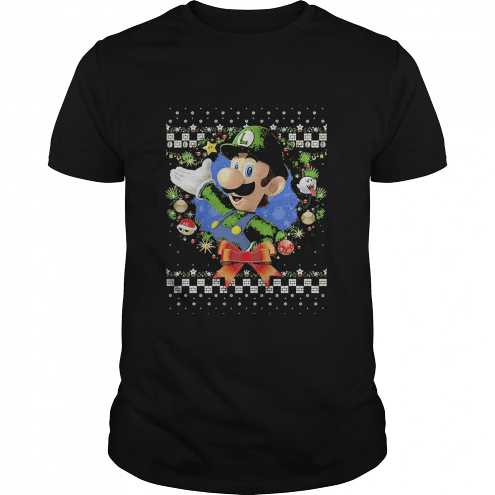 Luigi Faux Ugly Christmas Sweater Nintendo Shirt