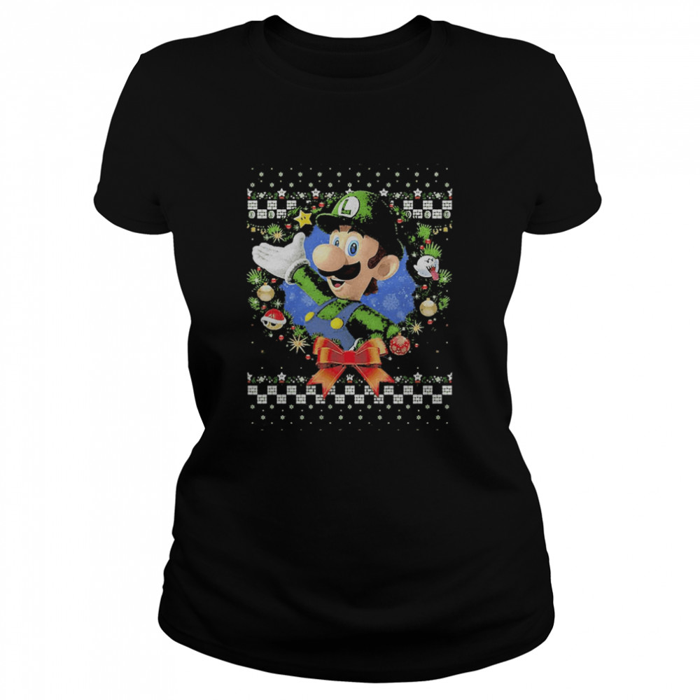 Luigi Faux Ugly Christmas Sweater Nintendo  Classic Women's T-shirt