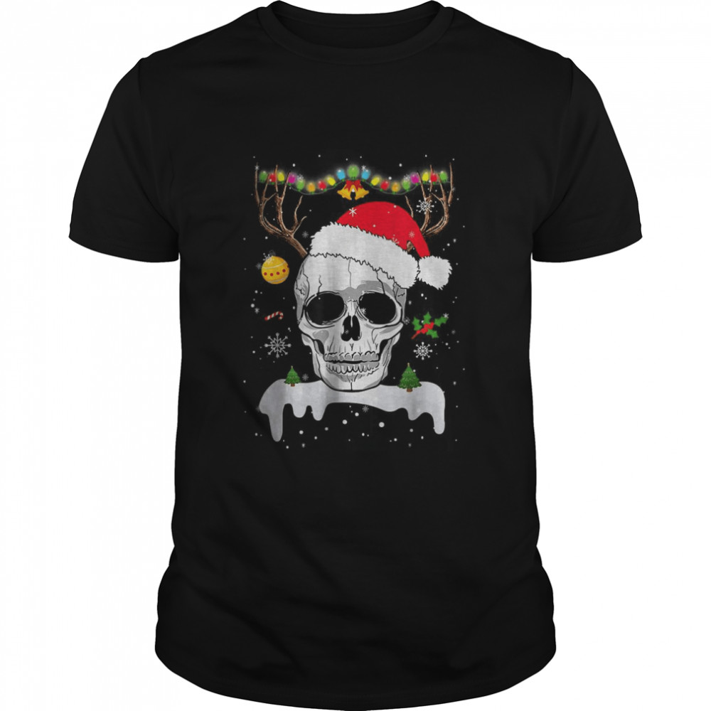 Skull Reindeer Christmas Skulls Santa Hat Reindeer T- Classic Men's T-shirt
